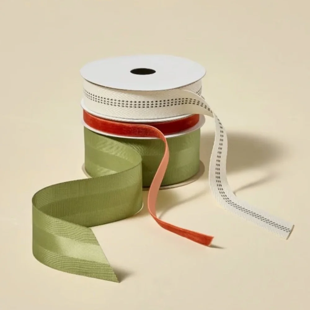 HEARTH & HAND NWT holiday fabric ribbon -green